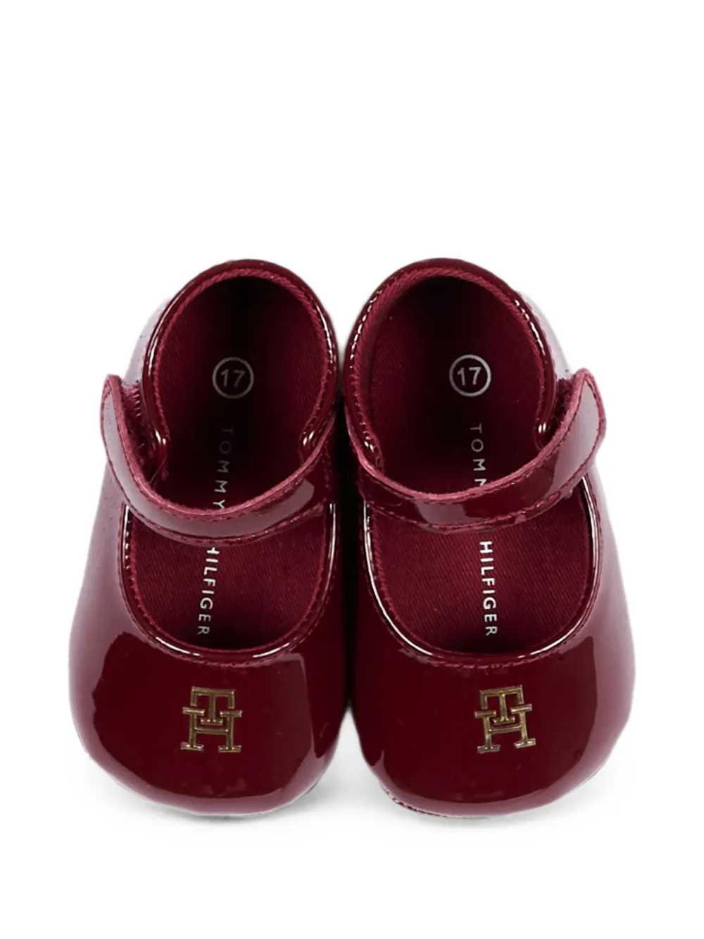 Tommy Hilfiger Junior logo-plaque touch-strap ballet flats Rood