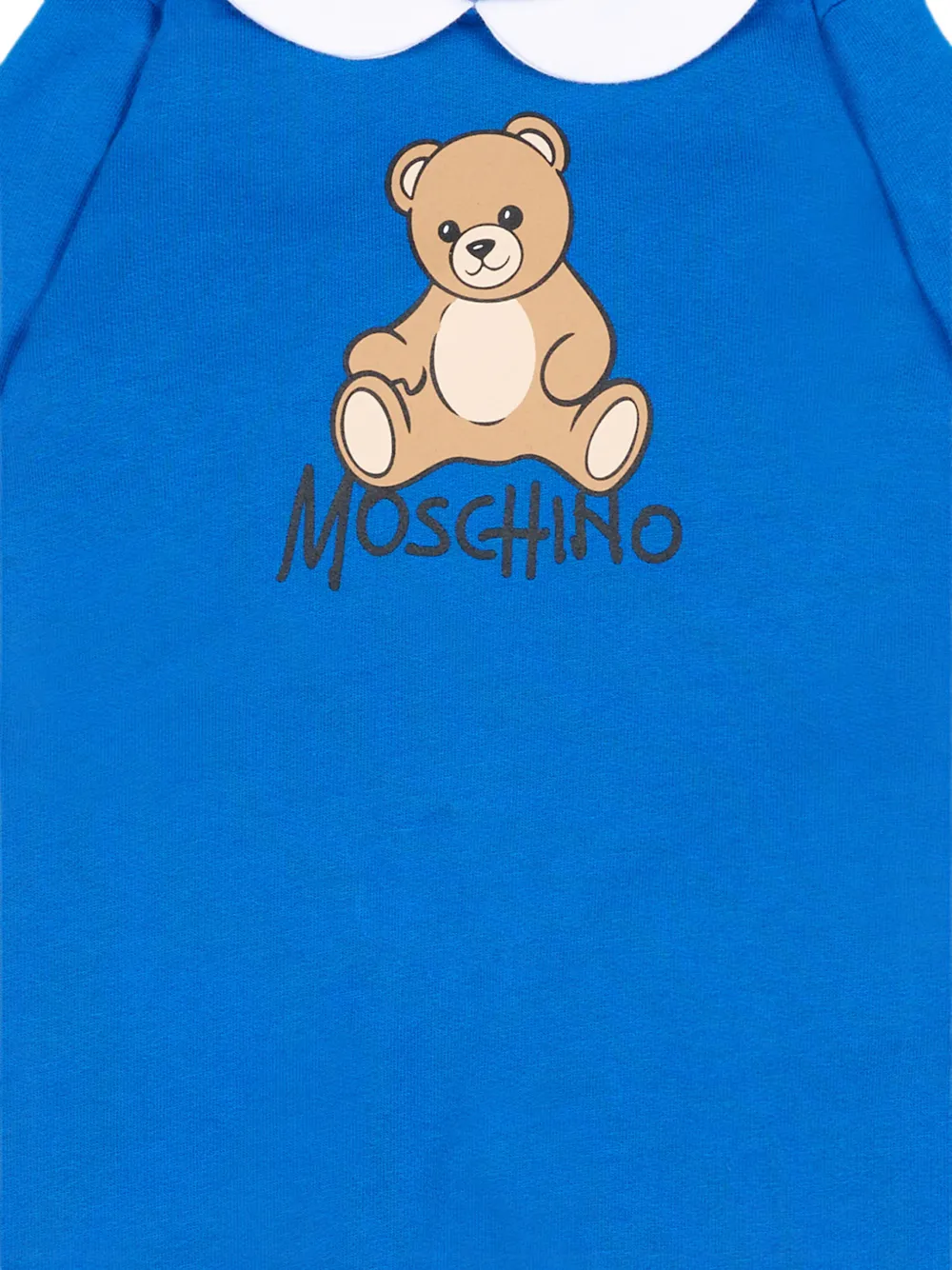Moschino Kids Teddy Bear pyjama met ronde kraag Blauw