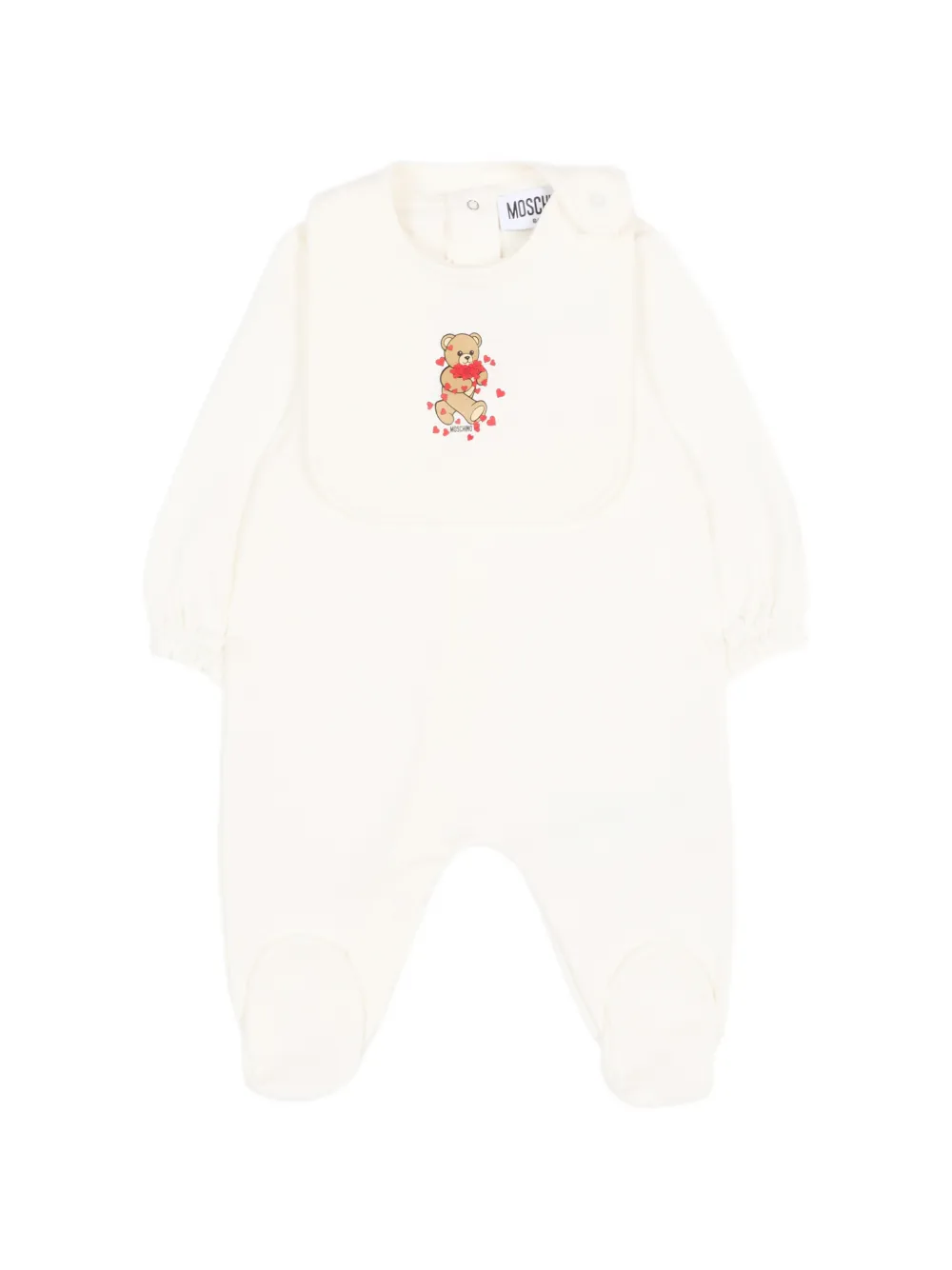 Moschino Kids Teddy Bear print bib-detail jumpsuit - Toni neutri