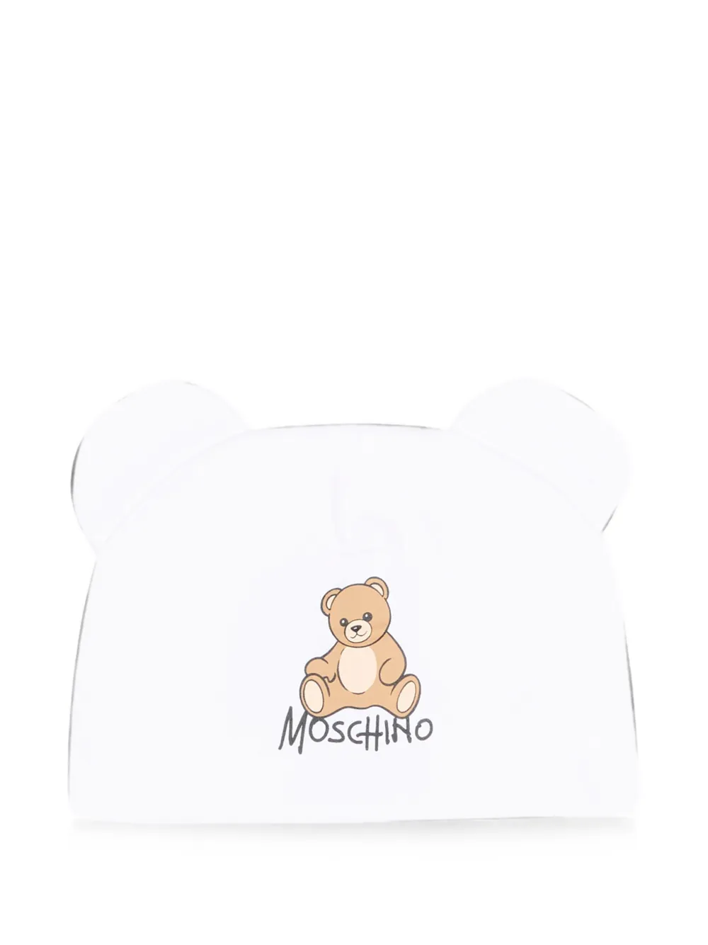 Moschino Kids Teddy Bear-patch beanie hat - Bianco