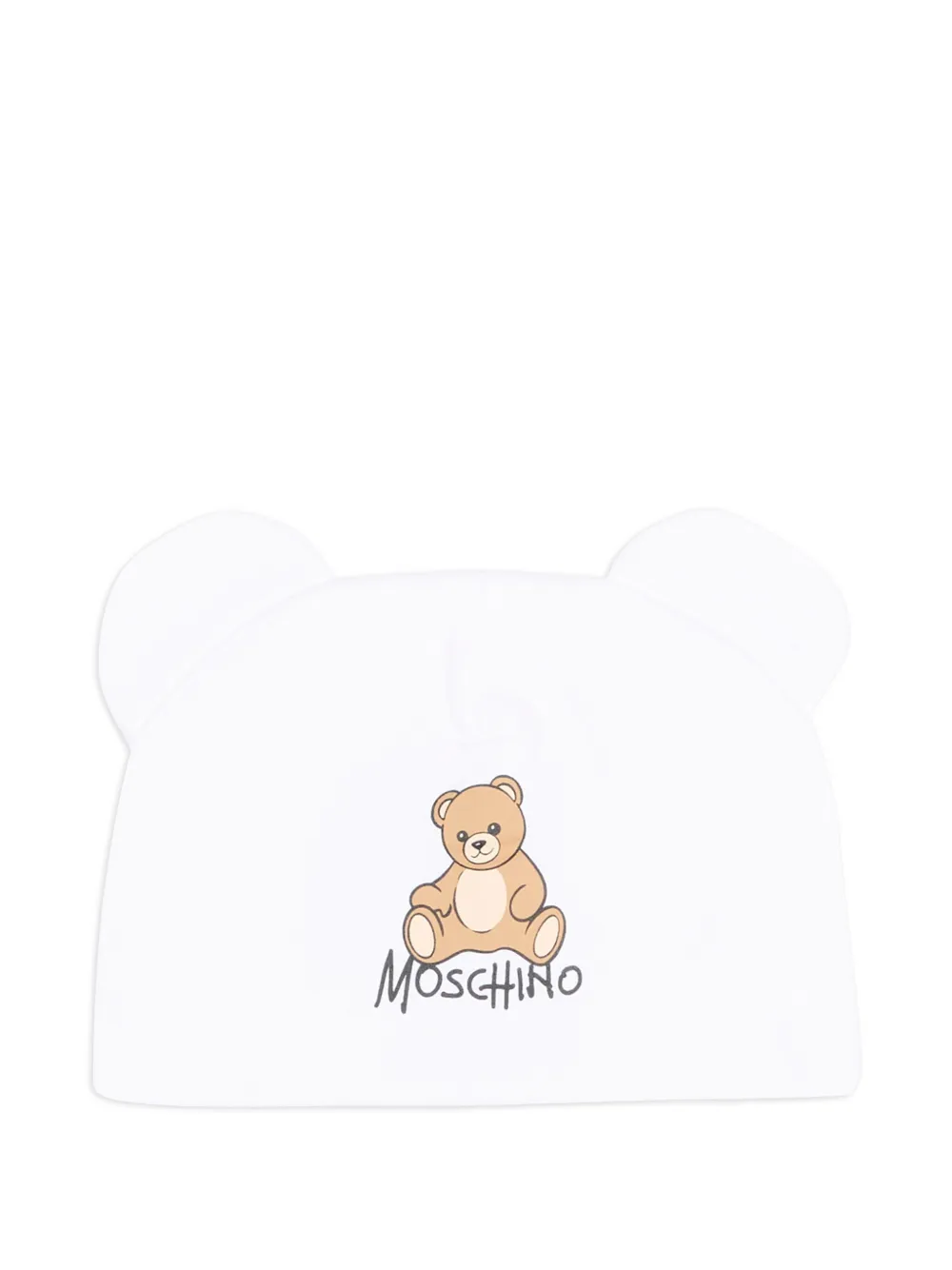 Moschino Kids Teddy Bear-patch beanie hat - Bianco