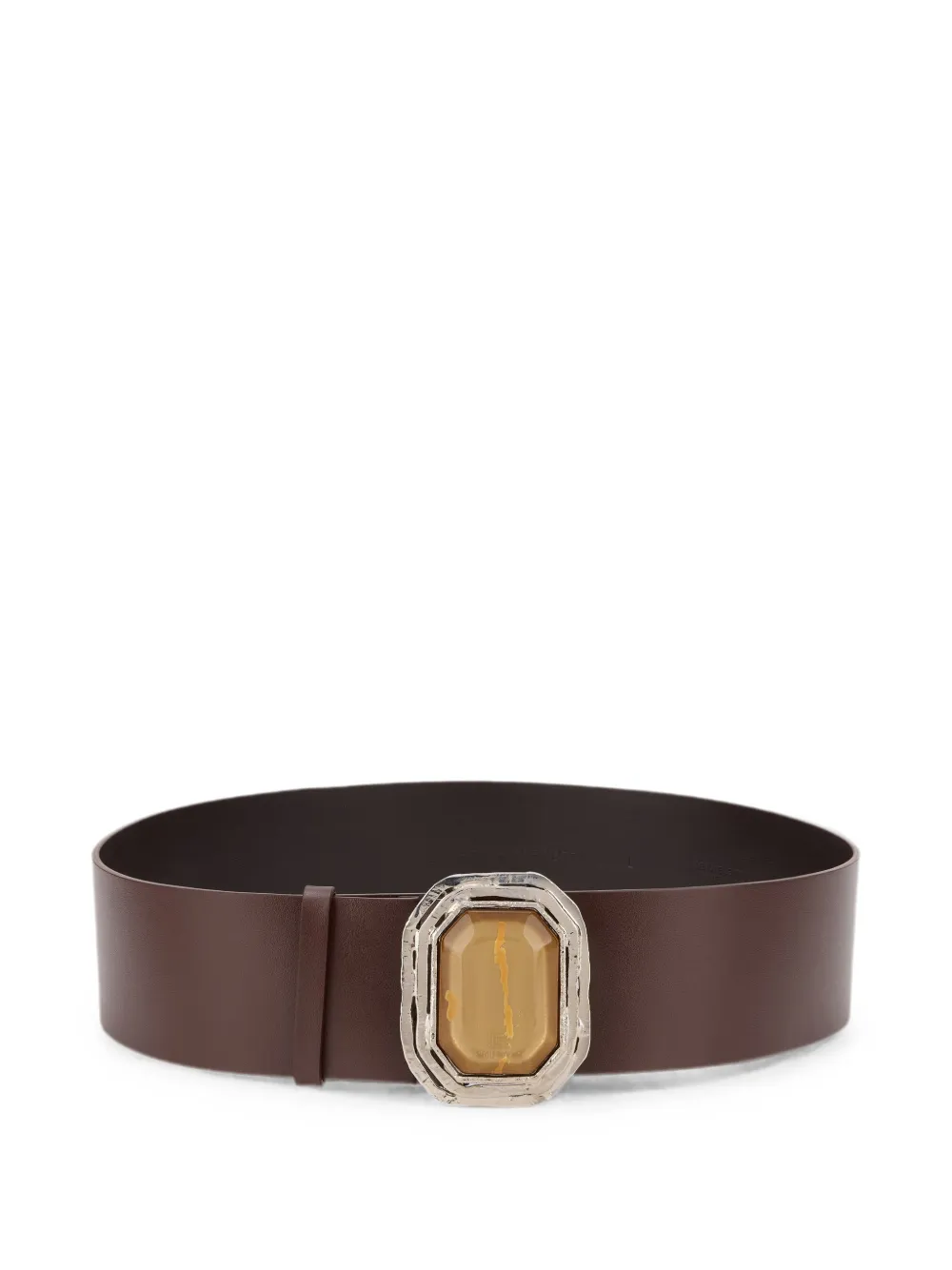 Alberta Ferretti embellished-buckle leather belt - Marrone