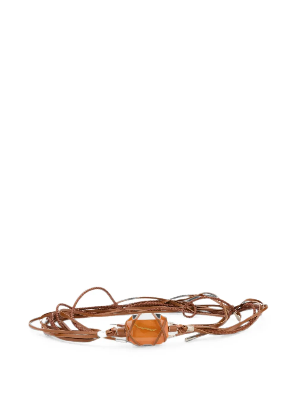 Alberta Ferretti fringed stone-embellished belt - Marrone
