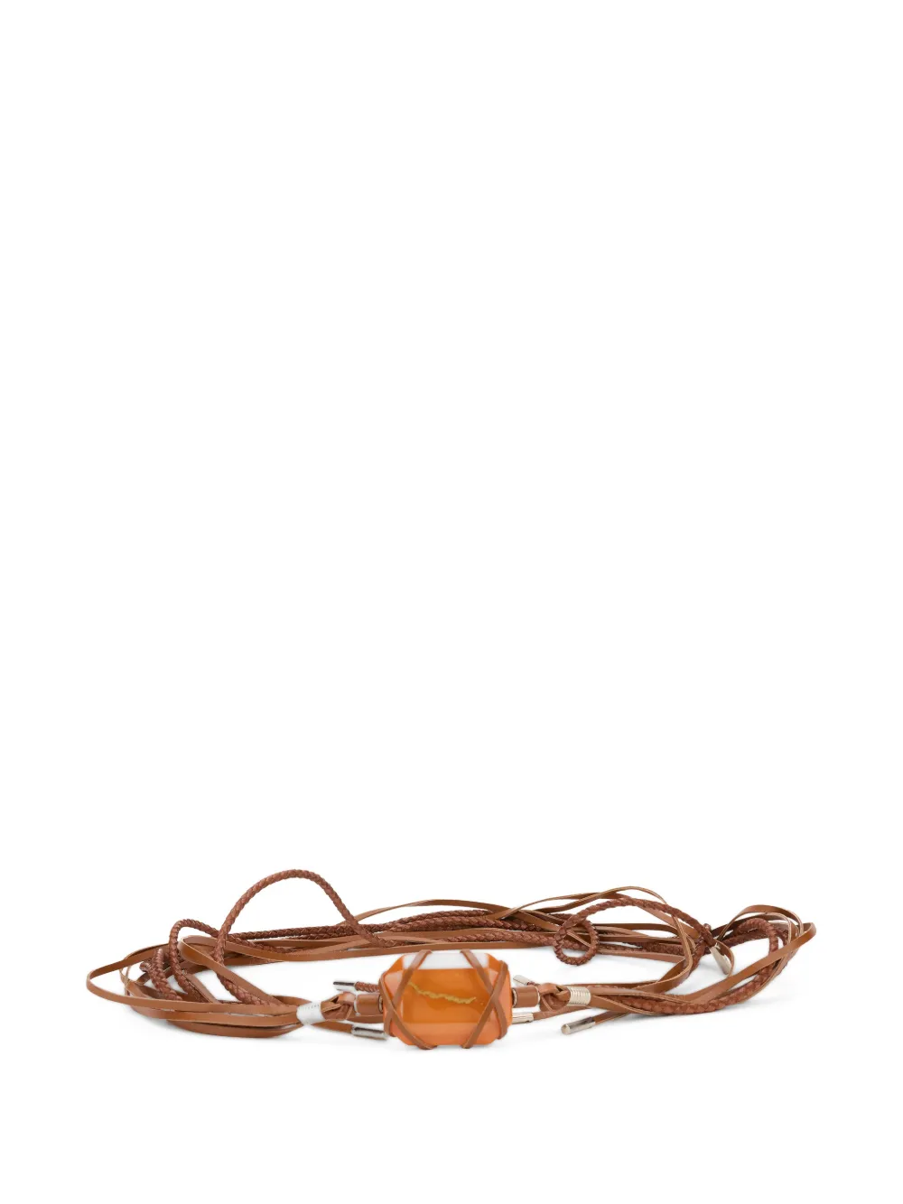Alberta Ferretti fringed stone-embellished belt - Marrone