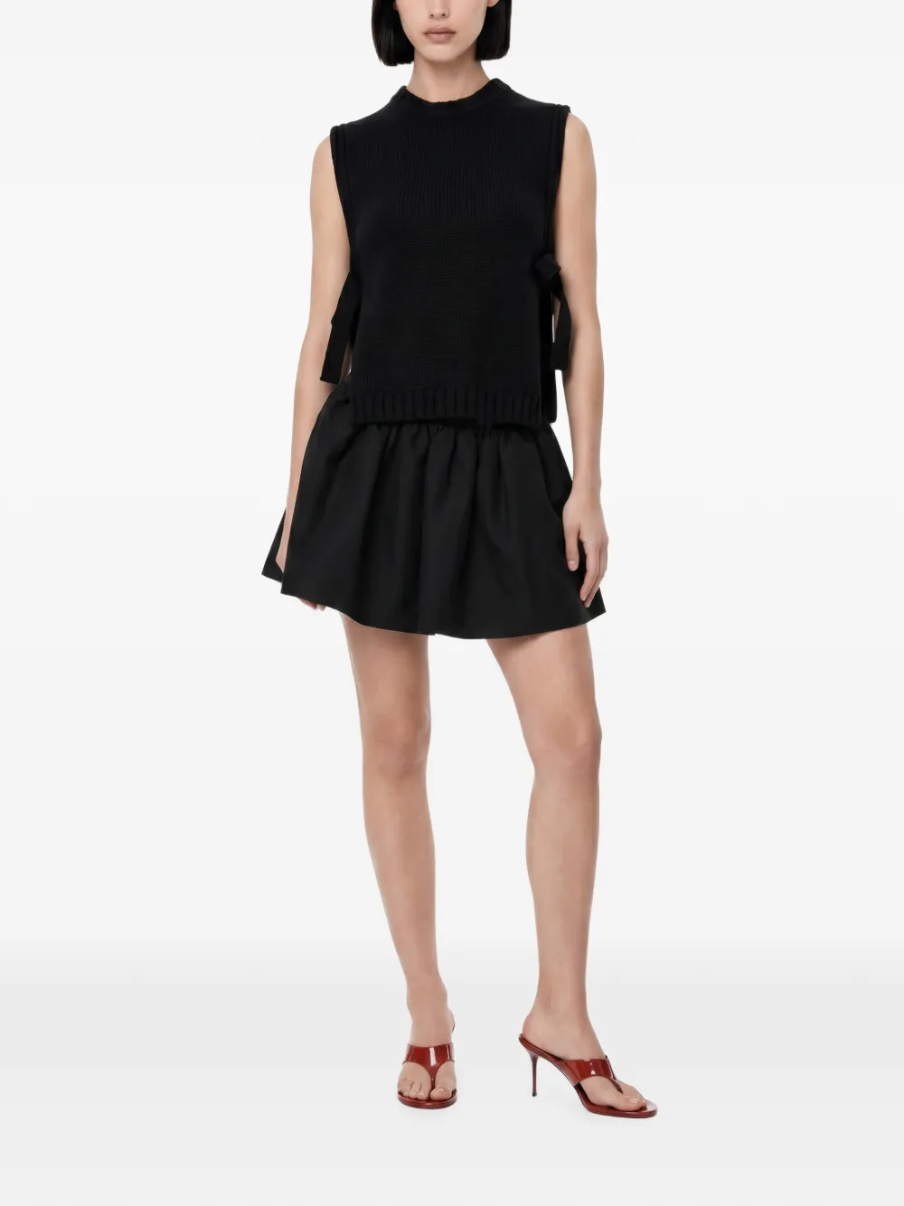 Soeur Uzel side-tie knitted vest Zwart