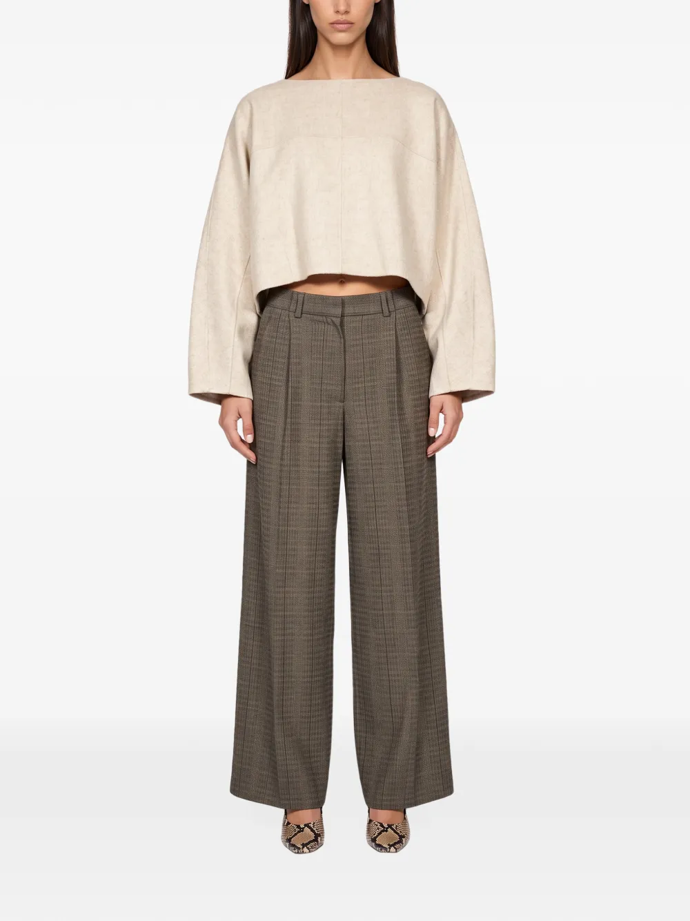 Soeur Hora cropped wide-sleeve sweater Wit