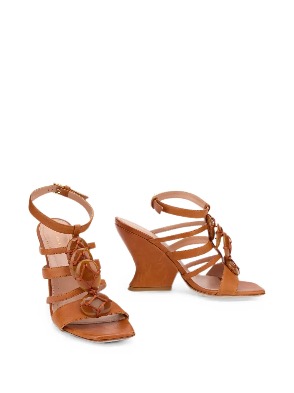 Alberta Ferretti Sandalen met bandjes en sleehak Bruin