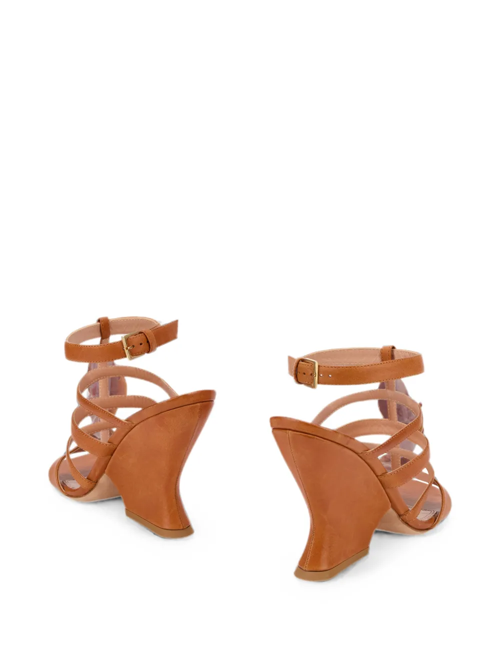 Alberta Ferretti Sandalen met bandjes en sleehak Bruin