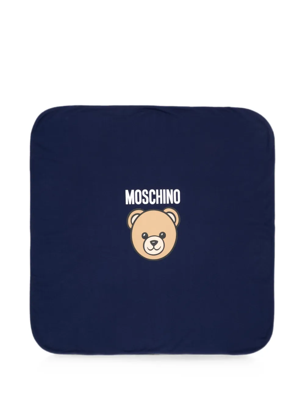 Moschino Kids Teddy Bear logo-patch blanket - Blu