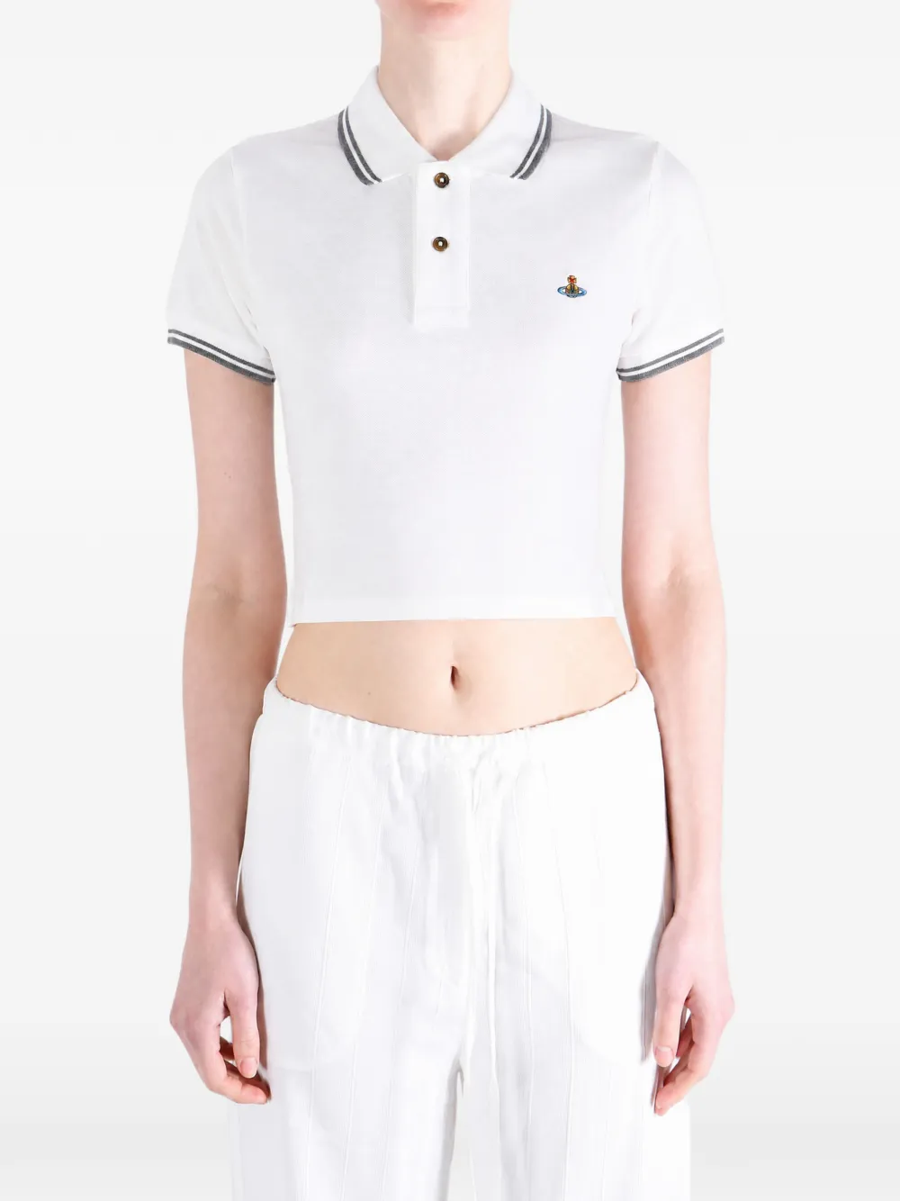 Vivienne Westwood Croppd polotop met borduurwerk Wit