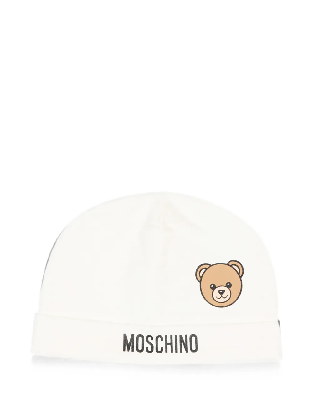 Moschino Kids Teddy Bear logo-print beanie hat - Toni neutri