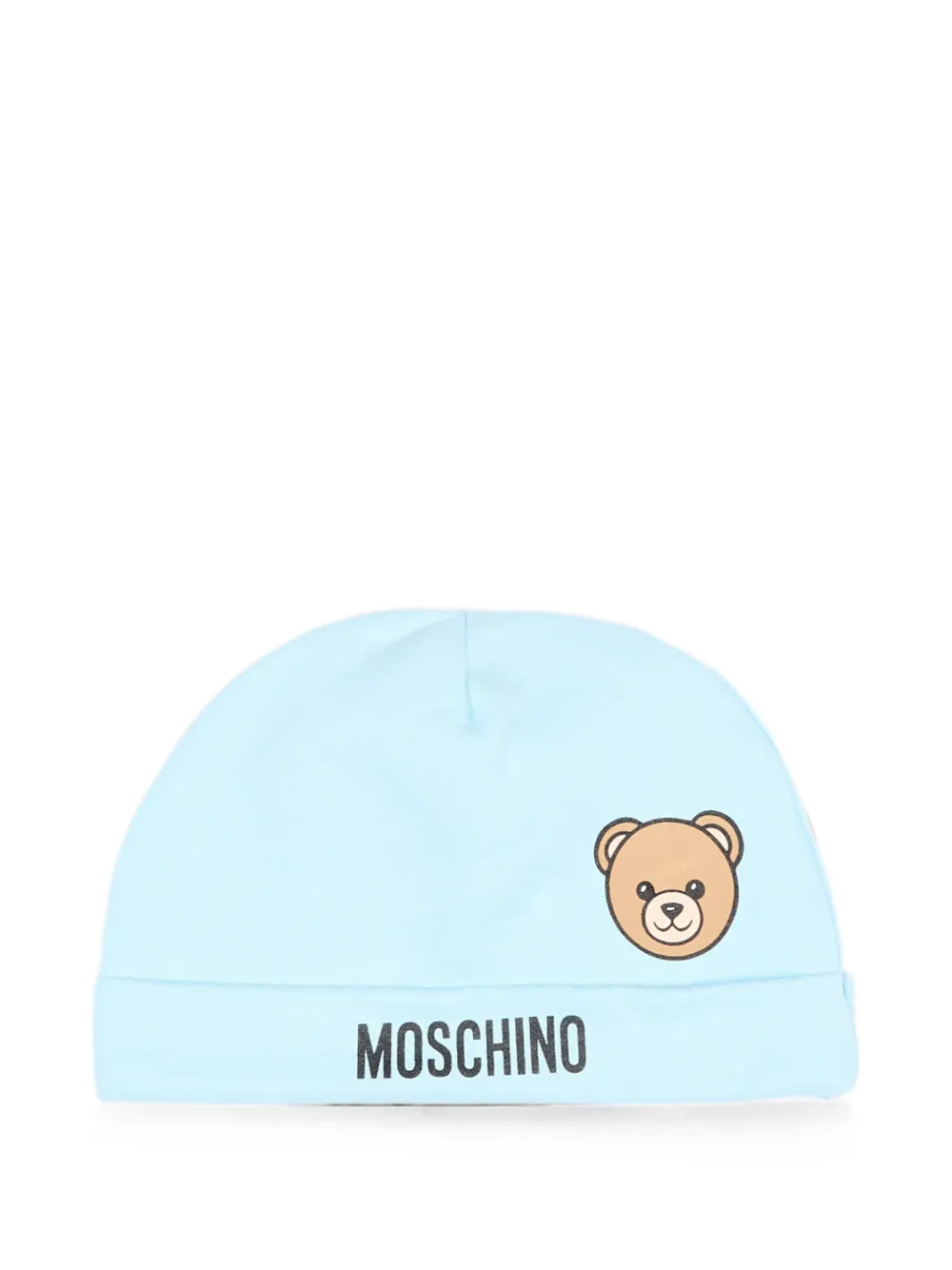 Moschino Kids Teddy Bear logo-print beanie hat - Blu