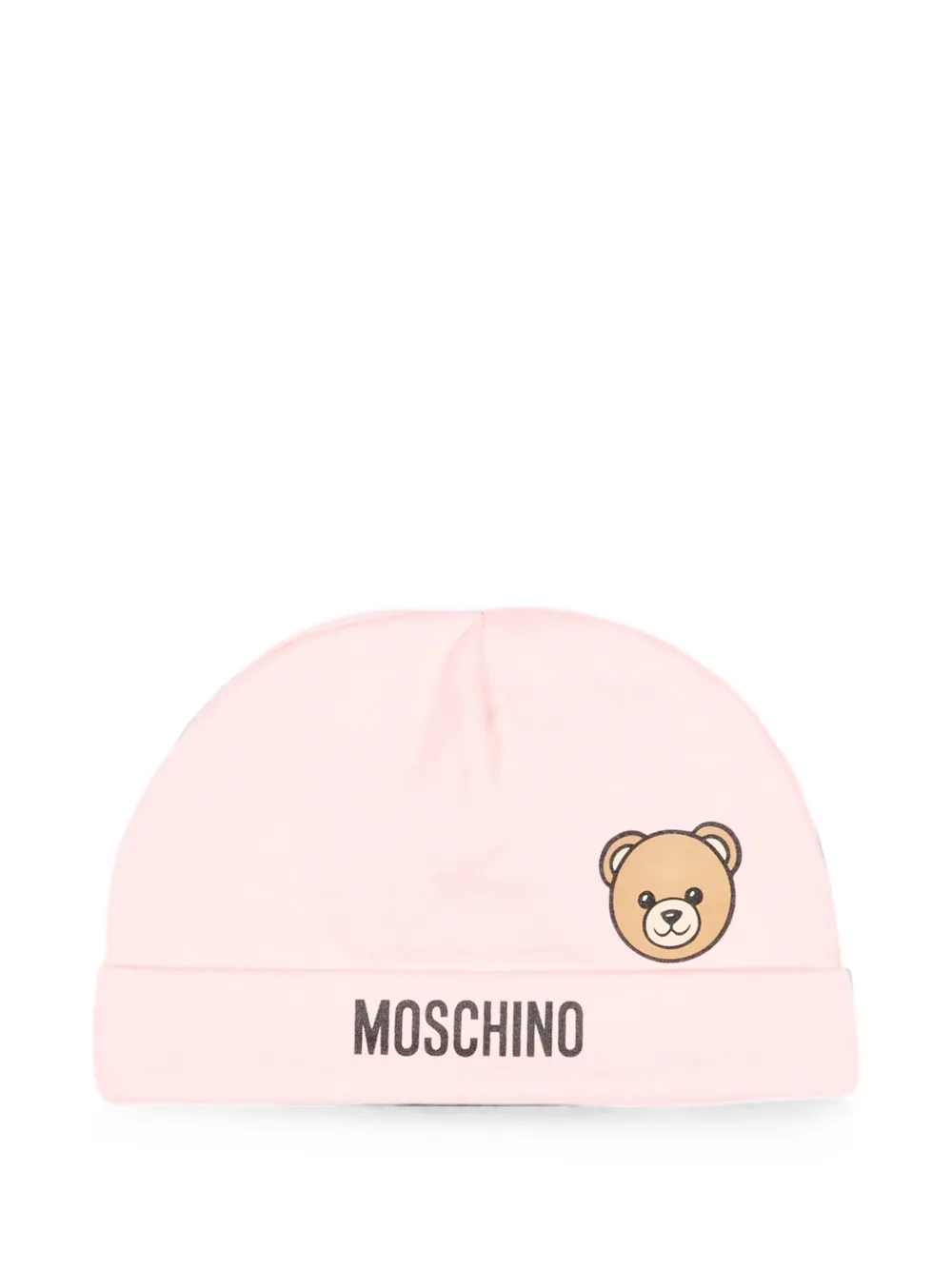 Moschino Kids Teddy Bear logo-print beanie hat - Rosa