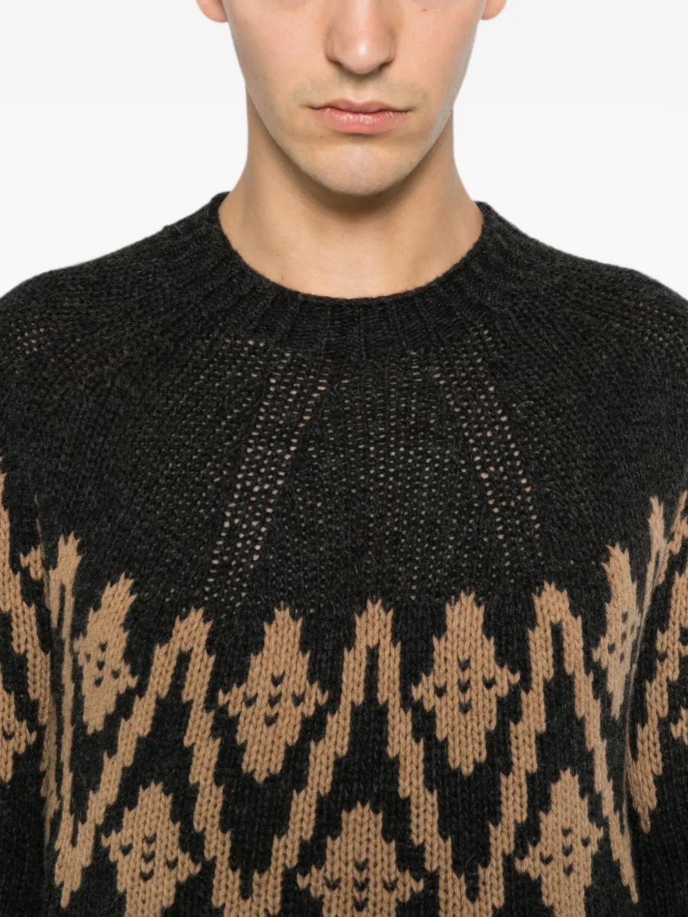 DONDUP Intarsia gebreide trui met raglan mouwen Grijs