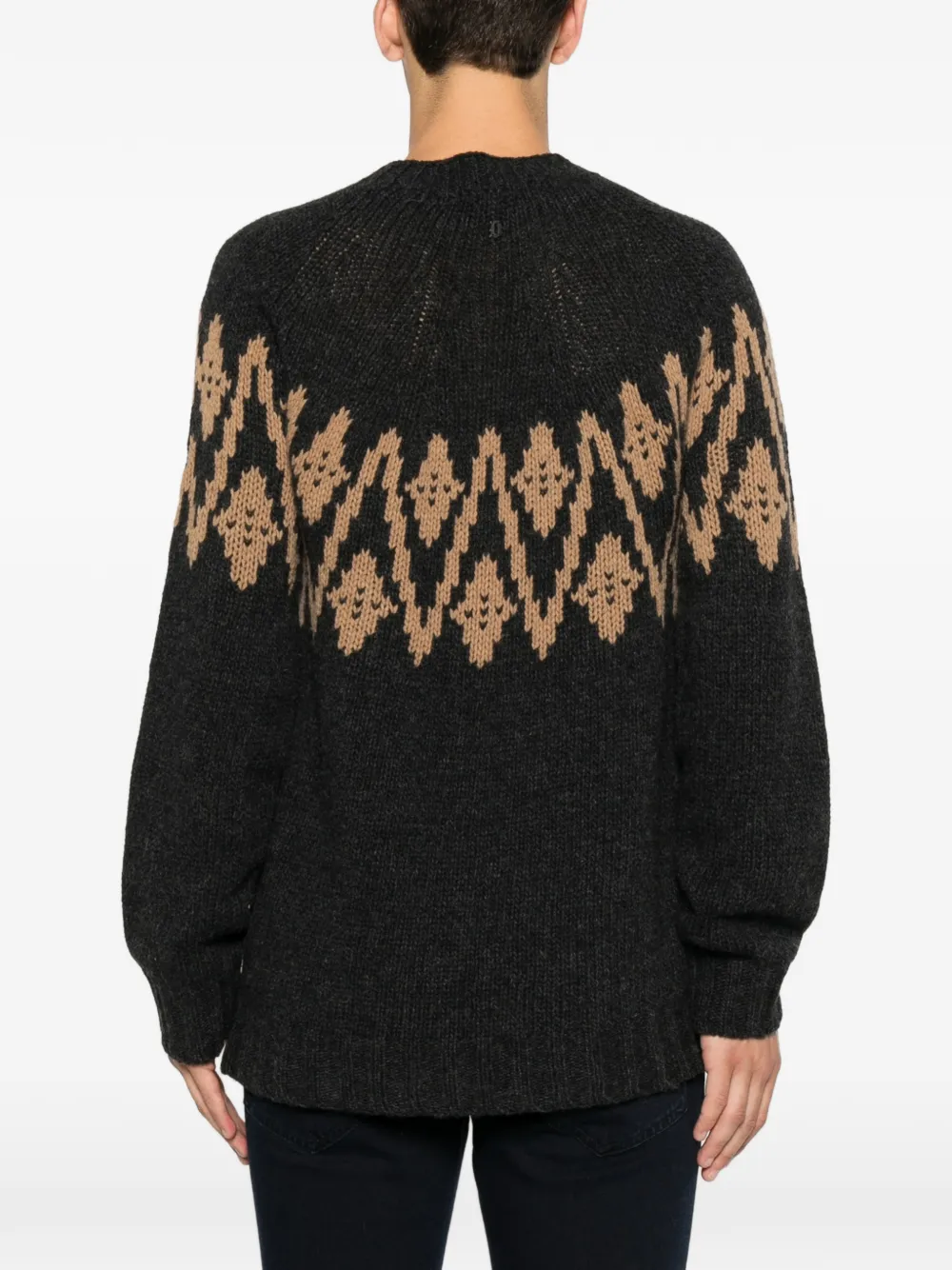 DONDUP Intarsia gebreide trui met raglan mouwen Grijs