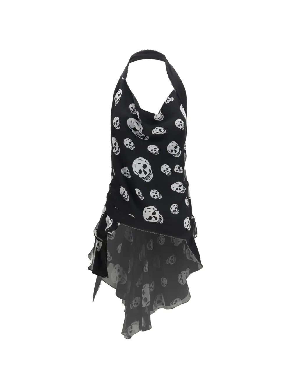 Alexander McQueen skull-print halterneck blouse - Nero