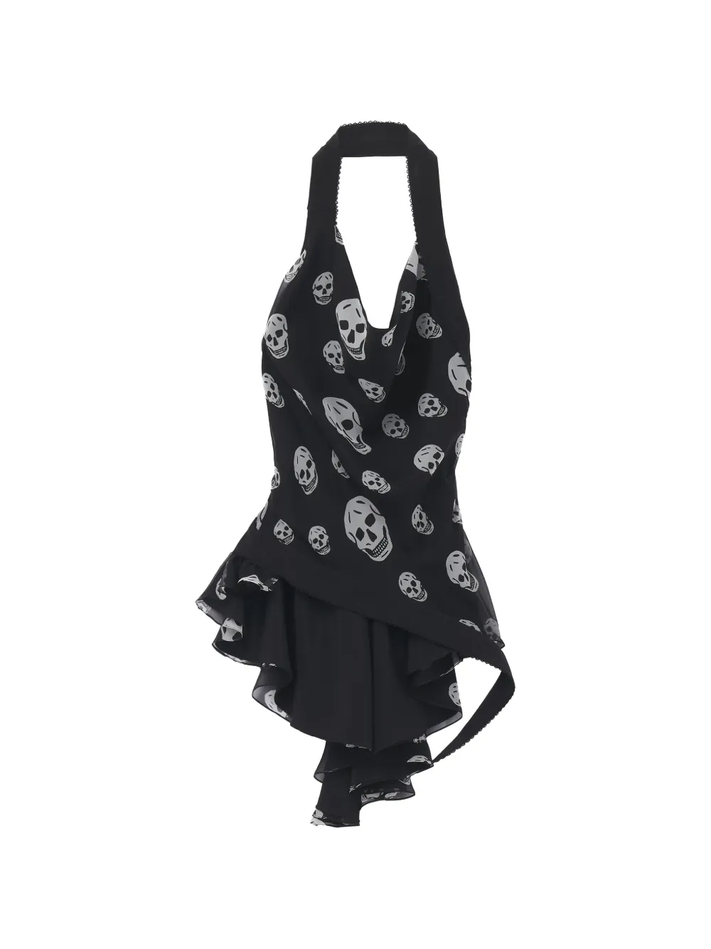Alexander McQueen skull-print halterneck blouse