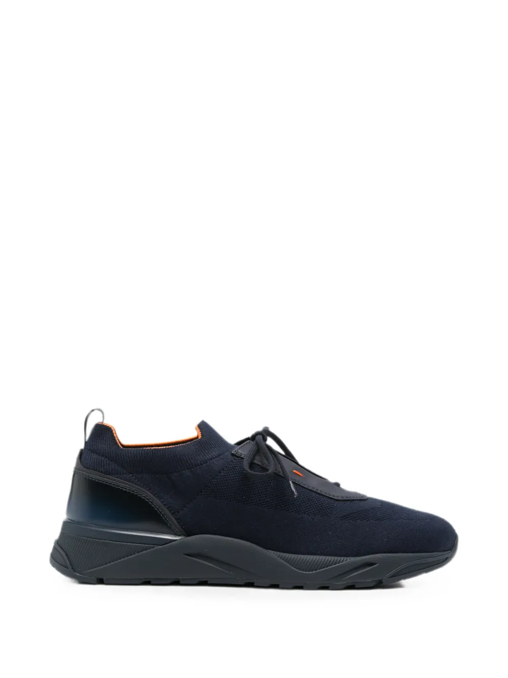 Santoni Flin knit leather-trim sneakers - Blu