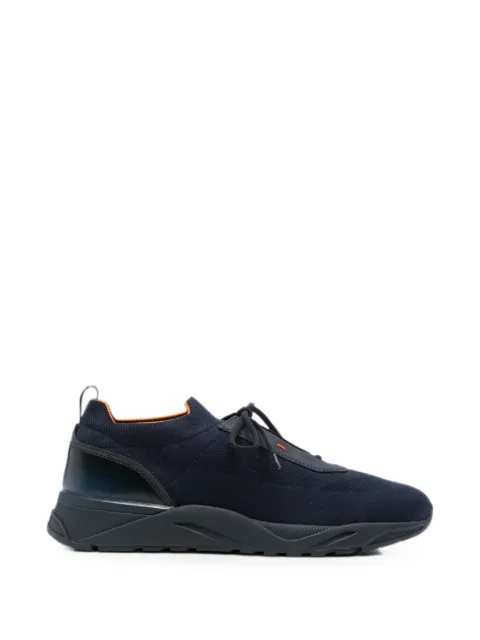 Santoni Flin knit leather-trim sneakers