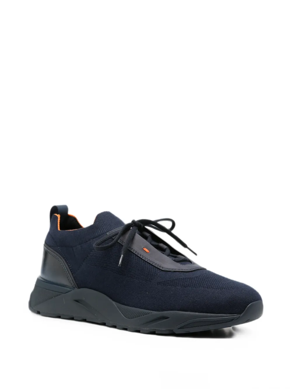 Santoni Flin gebreide sneakers met leren afwerking Blauw