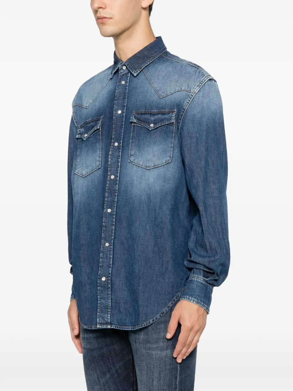 DONDUP Overhemd met vervaagd effect en Yoke-detail Blauw