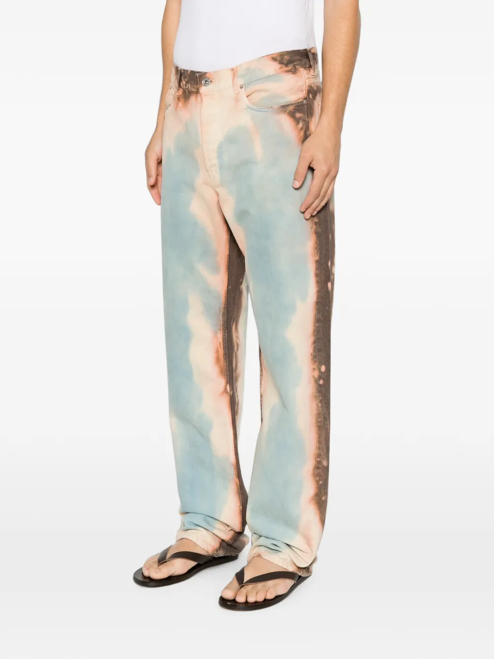 JW Anderson Straight denim jeans met gebleekt effect Oranje