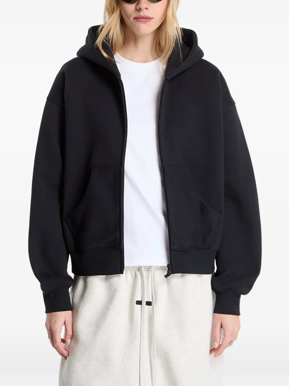 FEAR OF GOD ESSENTIALS logo-embossed zip-up hoodie - Black