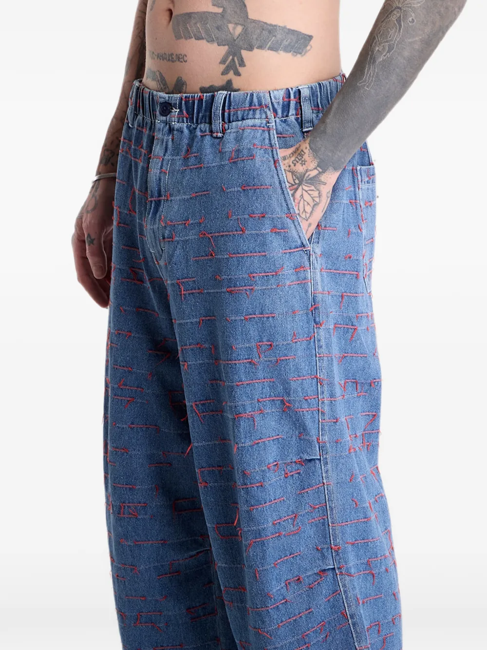 Pleasures Strokes parachute broek Blauw