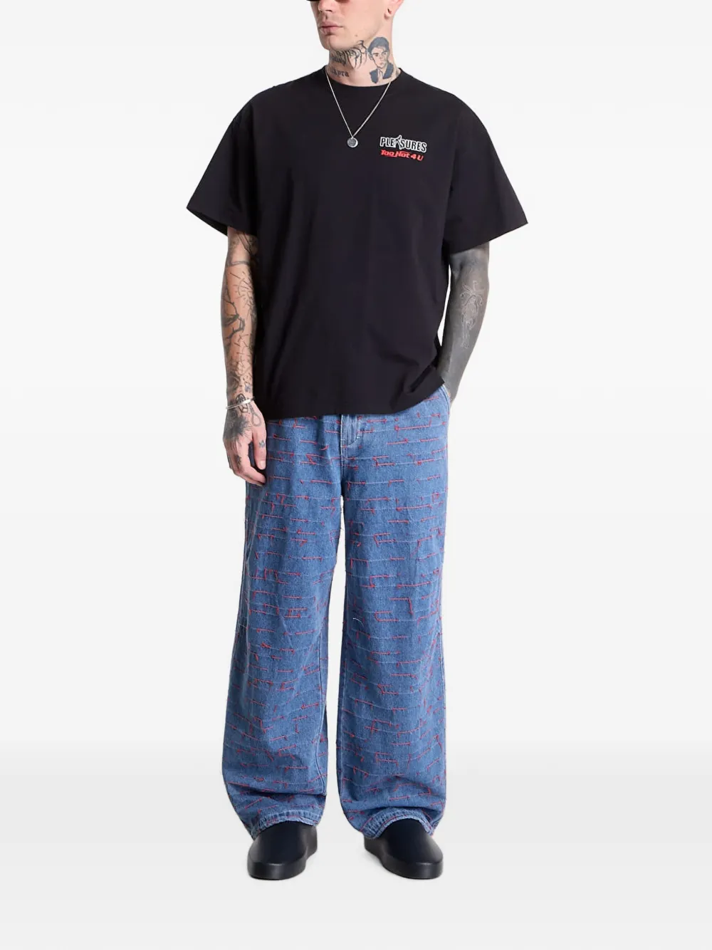 Pleasures Strokes parachute broek Blauw