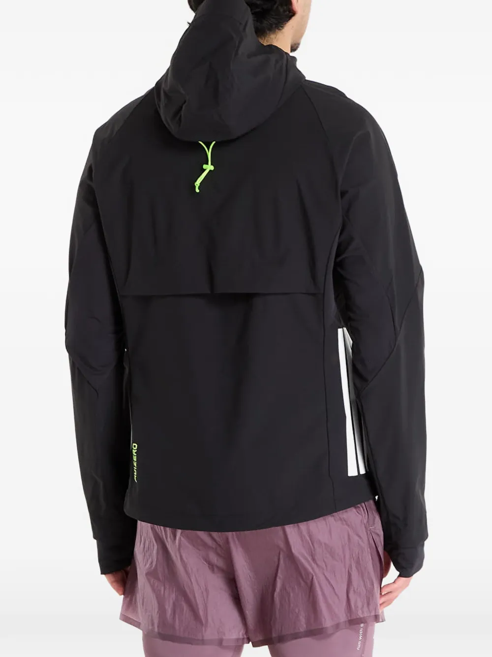 adidas Adizero logo-print hooded jacket Zwart