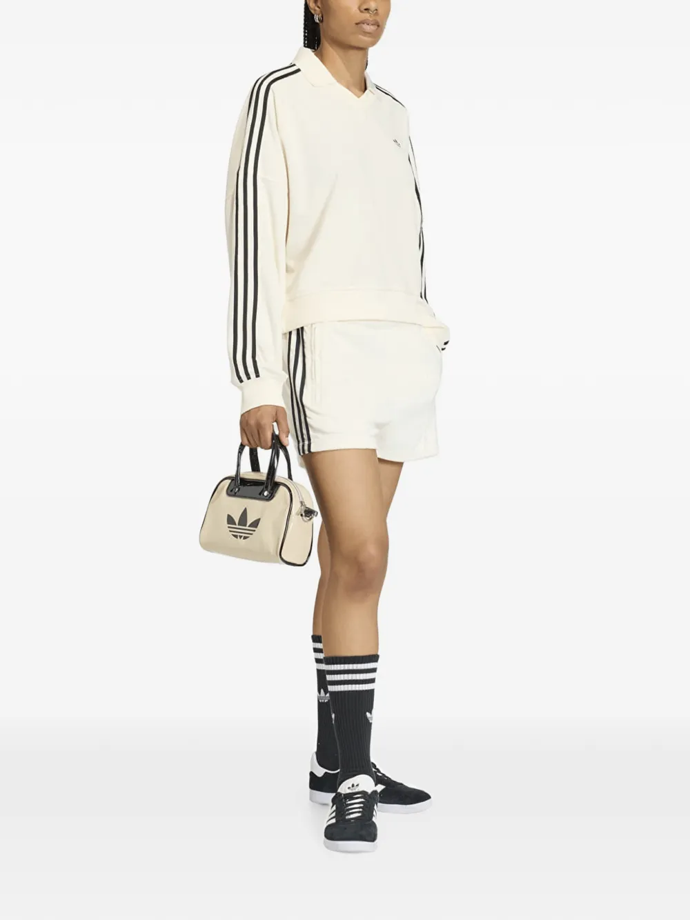 adidas V-neck terry polo shirt Wit