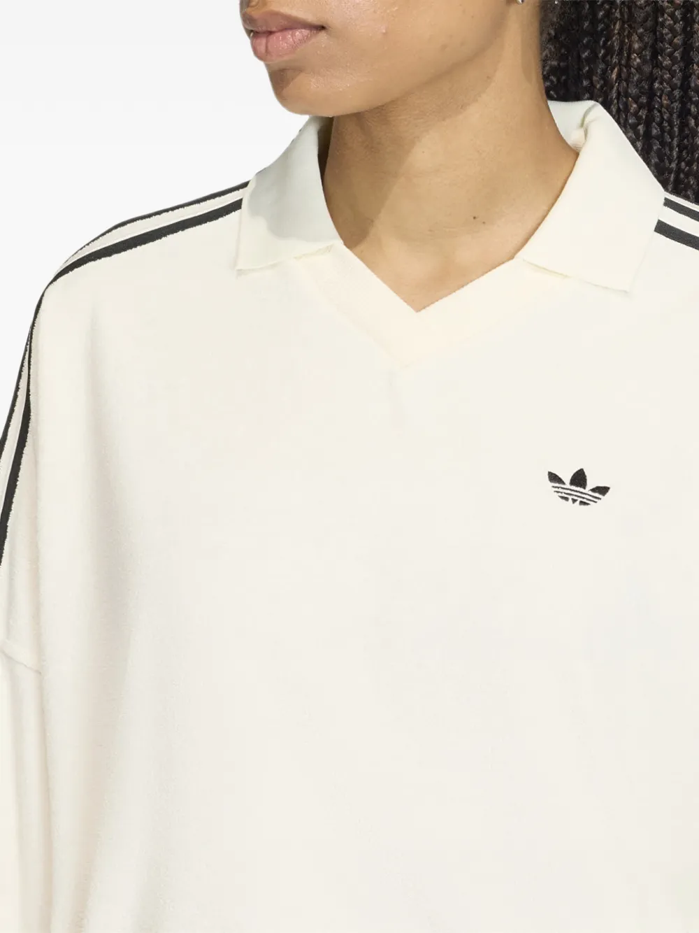 adidas V-neck terry polo shirt Wit