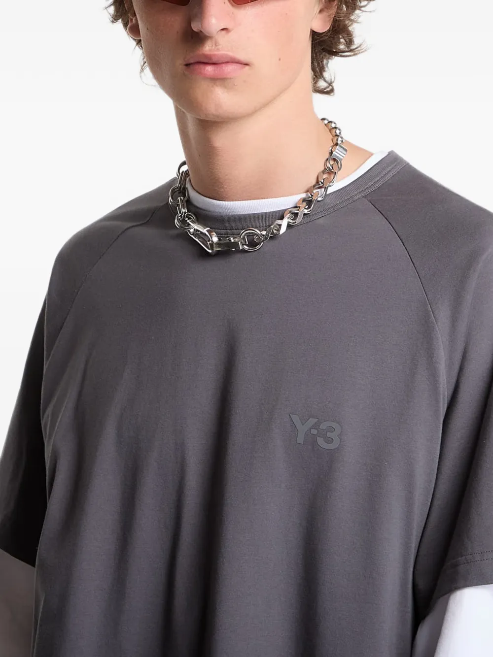 Y-3 T-shirt met logoprint Grijs