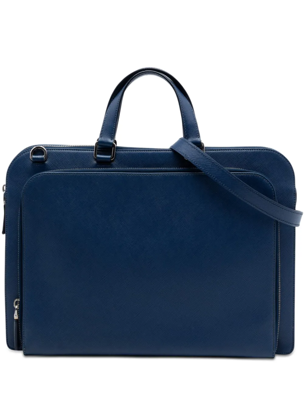 Prada Pre-Owned 2000-2013 Saffiano Cuir Travel Front Zip Pocket Briefcase business bag - Blue