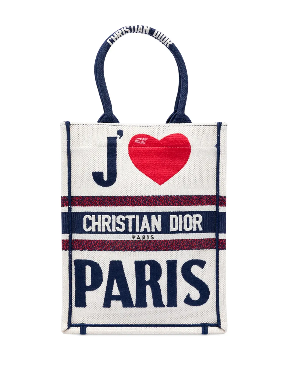 Christian Dior Pre-Owned 2021 Embroidered Canvas I Love Paris Vertical Book tote bag - White