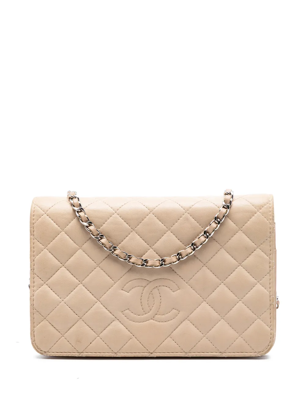 CHANEL Pre-Owned Borsa a tracolla CC in pelle di agnello trapuntata con catena 2013-2014 - Toni neutri