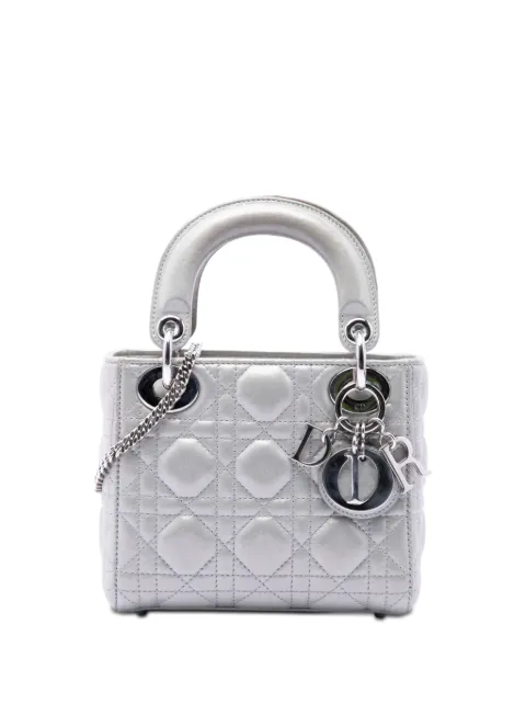 Christian Dior Pre-Owned 2015 Mini Iridescent Lambskin Cannage Lady Dior satchel