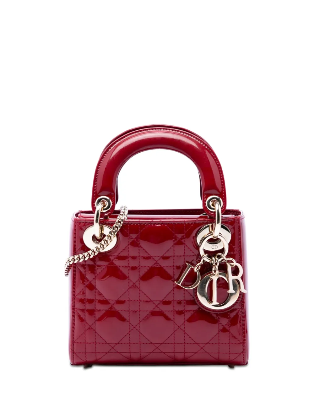 Christian Dior Pre-Owned 2017 Mini Patent Cannage Lady Dior satchel - Red