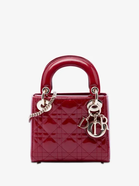 Christian Dior Pre-Owned bolsa satchel Lady Dior mini de charol y lona Cannage 2017
