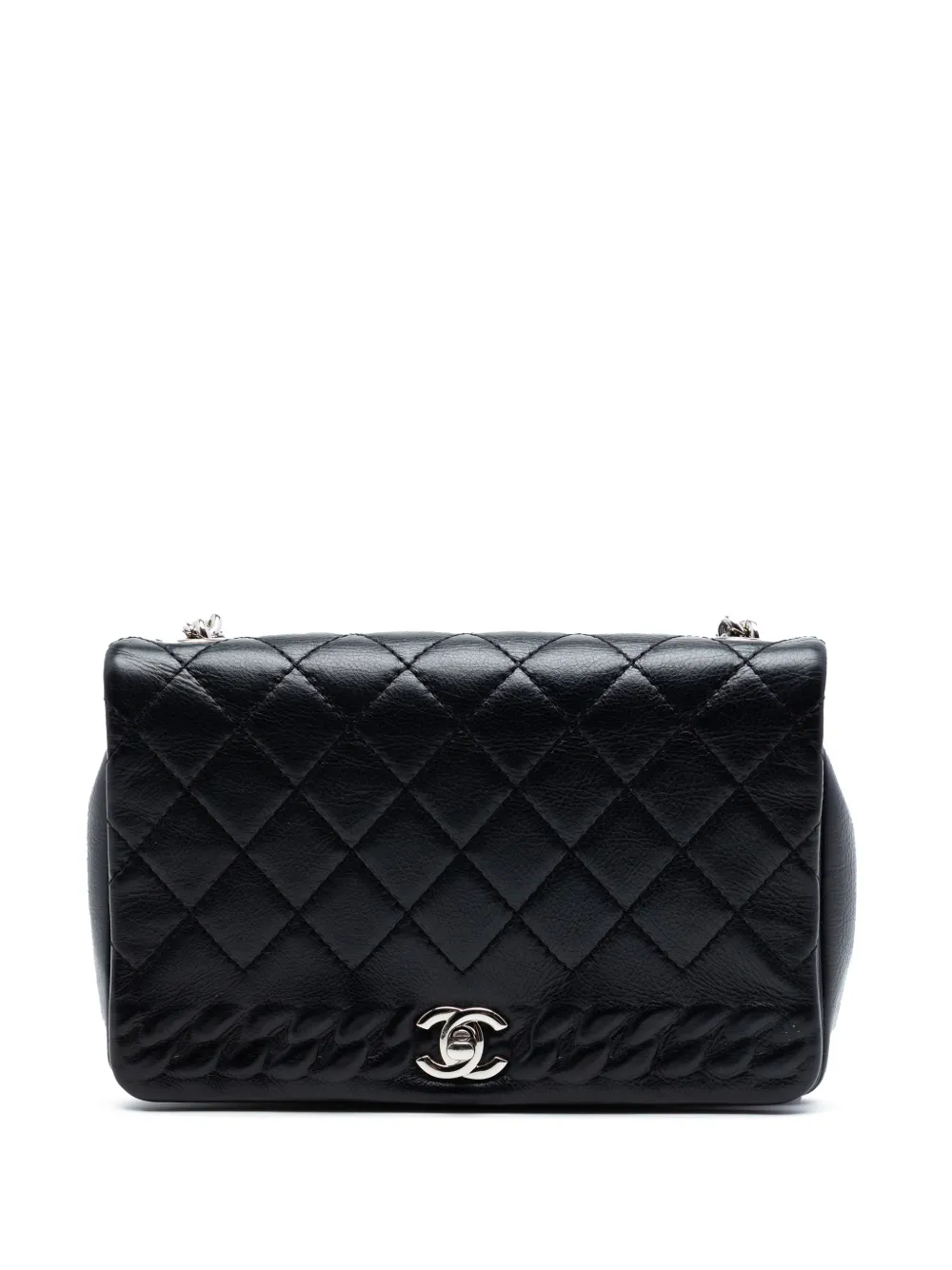 CHANEL Pre-Owned 2018 Small CC Quilted Lambskin Embossed Braid Single Flap crossbody bag - Black