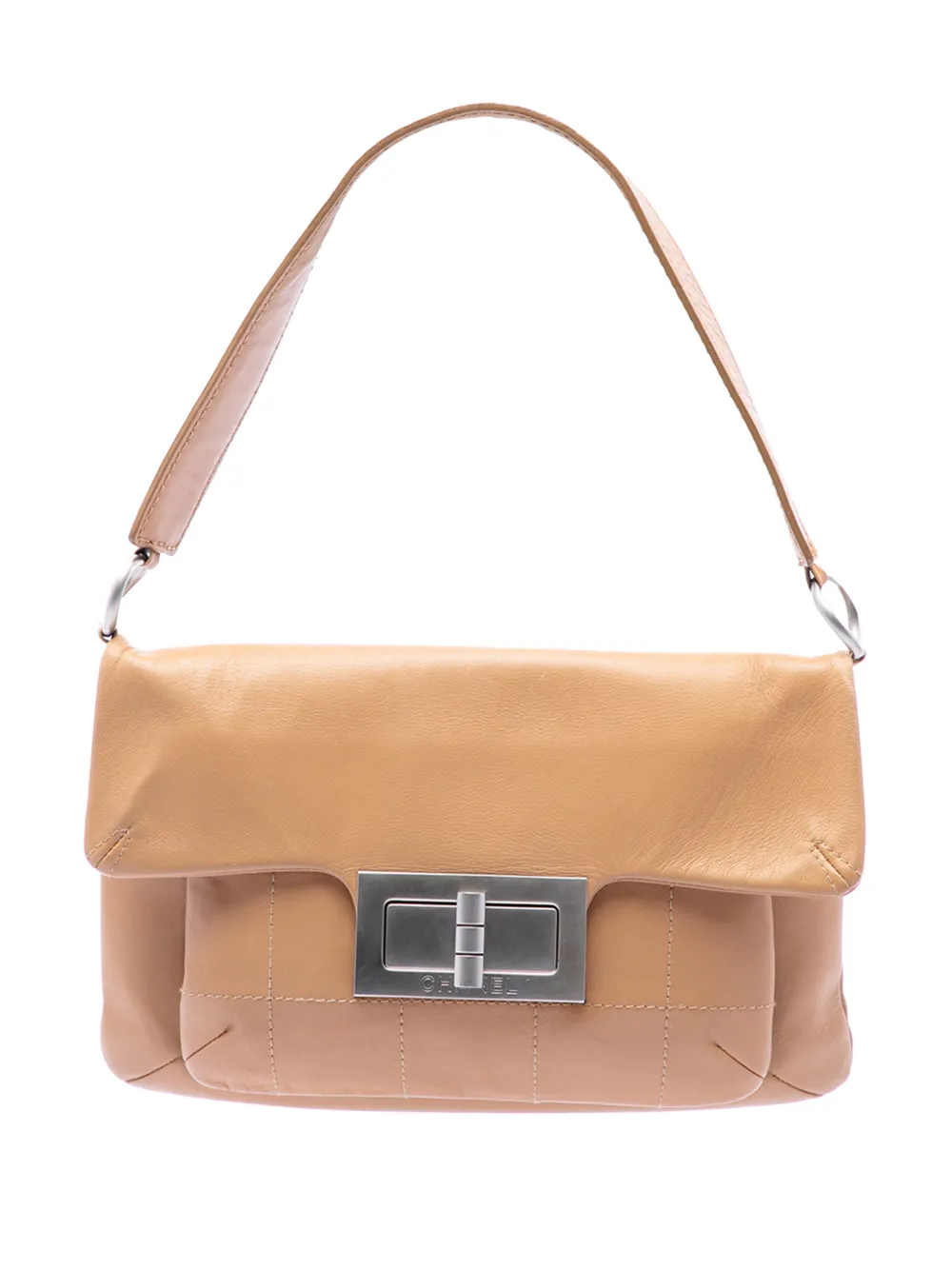 CHANEL Pre-Owned Borsa a spalla Mademoiselle squadrata in pelle di vitello con impunture 2003-2004 - Marrone