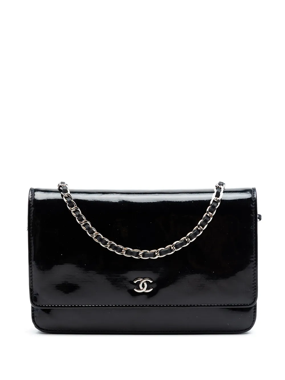 CHANEL Pre-Owned Borsa a tracolla CC con finitura lucida e catena 2013-2014 - Nero