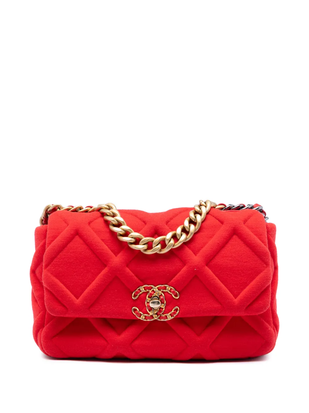 CHANEL Pre-Owned 2019 Medium Jersey 19 Flap satchel - Red