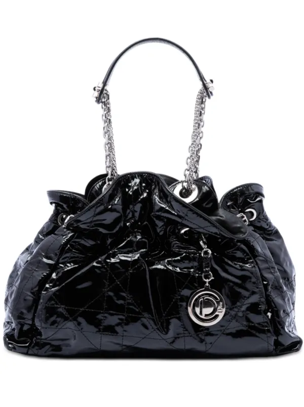 Dior Pre-owned 2009 Patent Cannage Le Trente Tote Bag in Black