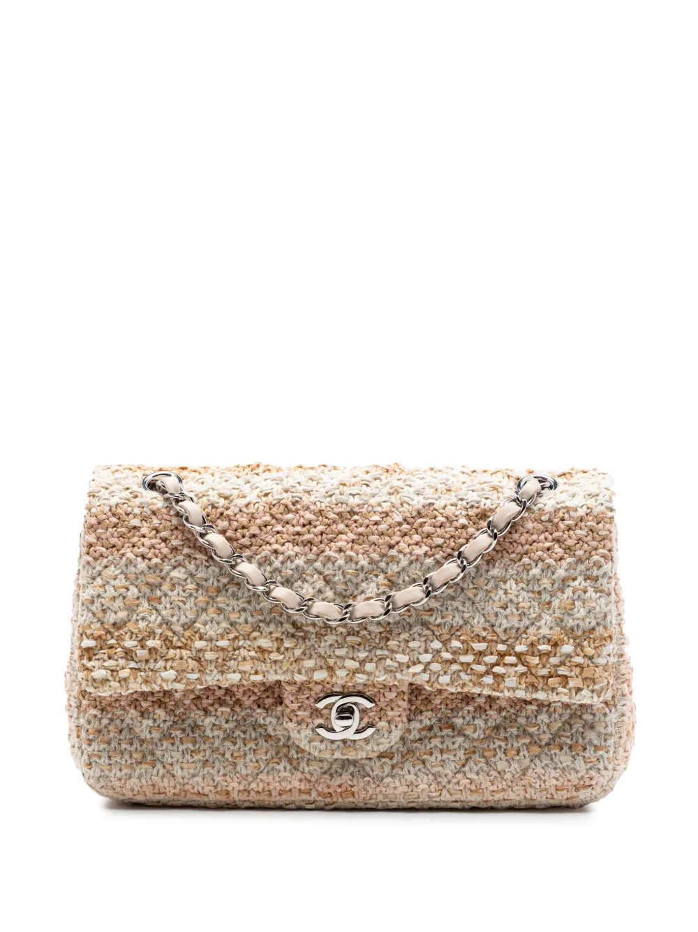 CHANEL Pre-Owned Borsa a spalla Classic Double Flap media in tweed 2018 - Toni neutri
