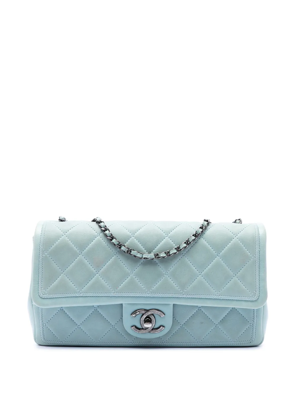 CHANEL Pre-Owned Borsa a spalla CC in pelle di vitello trapuntata con battente 2014-2015 - Blu