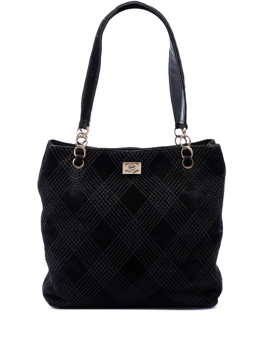 CHANEL Pre-Owned Borsa tote CC in pelle scamosciata con impunture 2002-2003 - Nero