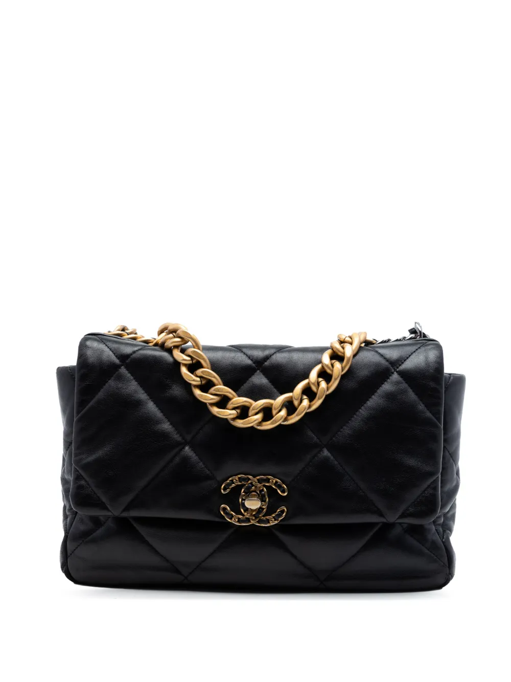 CHANEL Pre-Owned 2021-2026 Large Lambskin 19 Flap satchel - Black