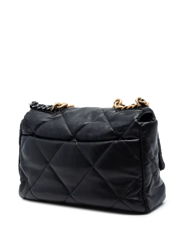 CHANEL Pre-Owned 2021-2026 Large Lambskin 19 Flap Satchel | Black