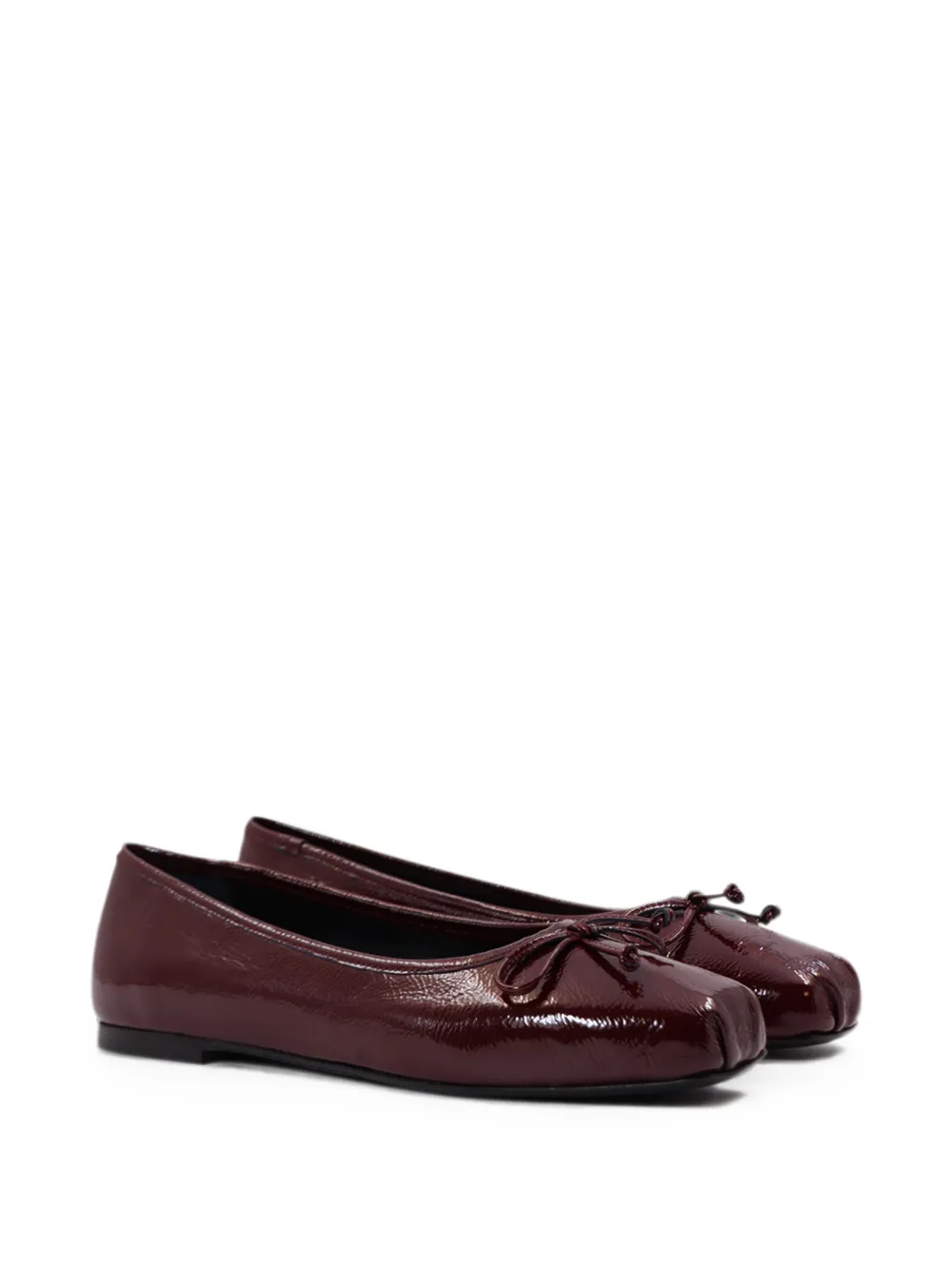 Notabene Serena square-toe bow-detail ballet flats Rood